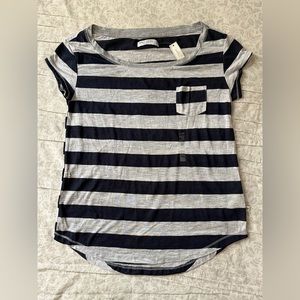 Gilly Hicks Sydney Womens Striped Gray/Navy Tee XS